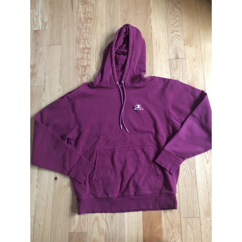 Vintage Champion Pullover Hoodie‎ Sweatshirt Medium Red with Drawstring & Pouch